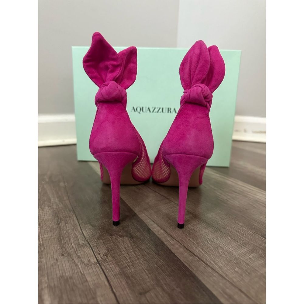 AQUAZZURA Bow Tie mesh and suede 105 pumps - Picture 9 of 12